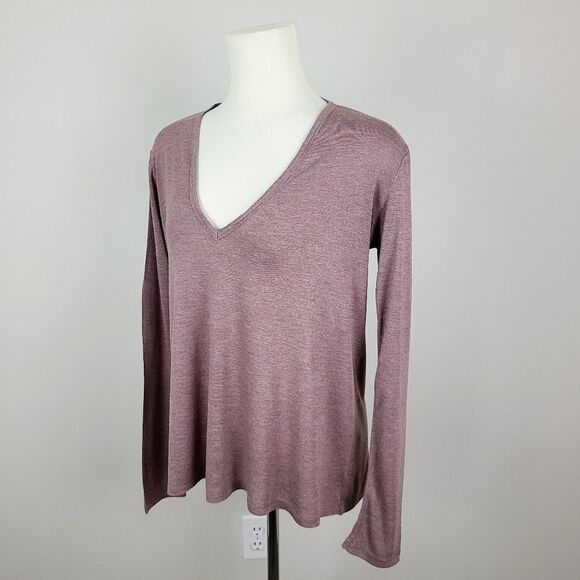 Aritzia Wilfred Free Dusty Rose Brasch Long Sleeve V-Neck T-Shirt XS - Picture 6 of 16